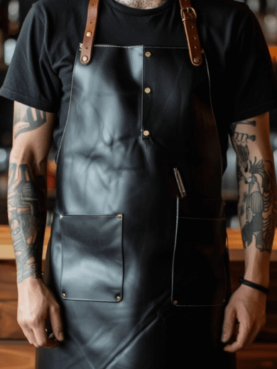 Black Leather Bar Apron